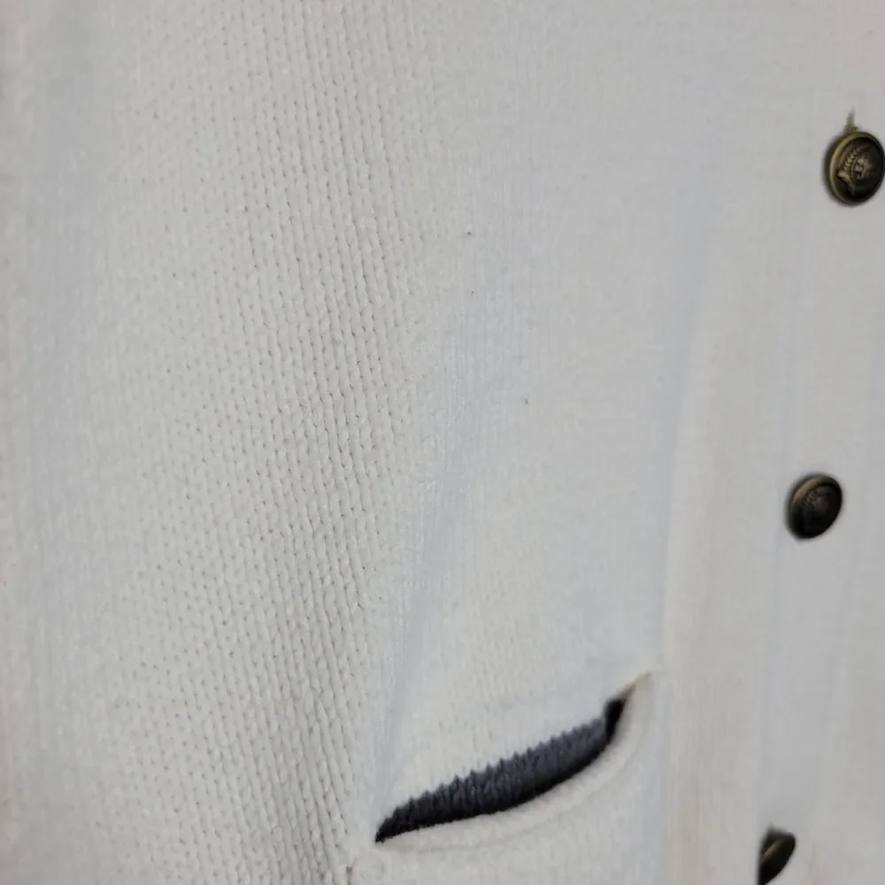 Tommy Hilfiger Cream Knit Crest Old Money Academia School Cardigan Size Xl